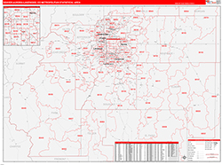 Denver-Aurora-Lakewood Metro Area Wall Map Red Line Style 2026